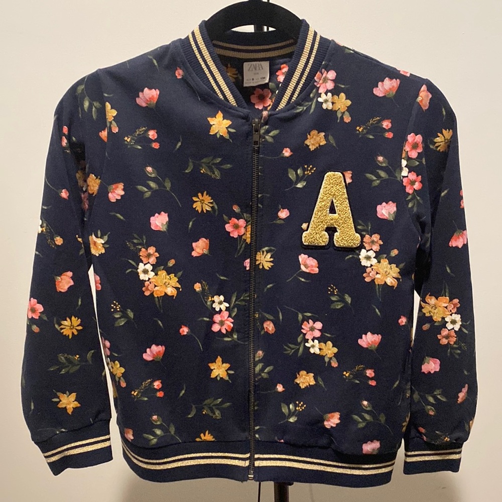 Zara Floral Varsity Jacket Size 9 Good Condition